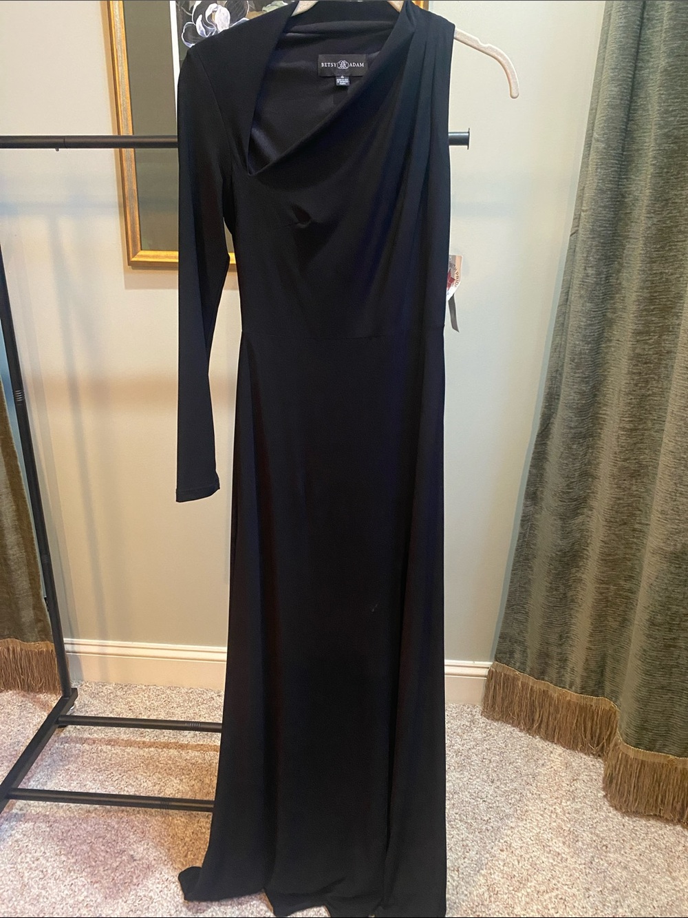 NWT Betsy Adam One-Shoulder Long Dress